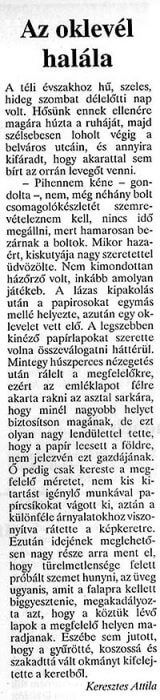 Publikációk, cikkek, Keresztes Attila