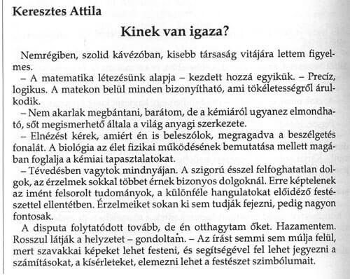 Publikációk, cikkek, Keresztes Attila